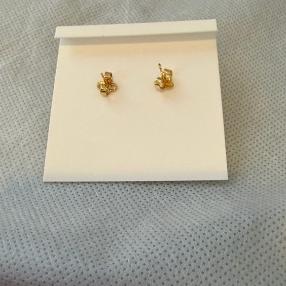 Tory Burch Gold and pearl Logo Stud Earrings - Picture 2 of 2